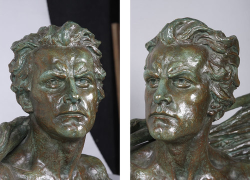 Bronze 1930, 56 cm, Büste: Jean MERMOZ, signiert Alexandre OULINE