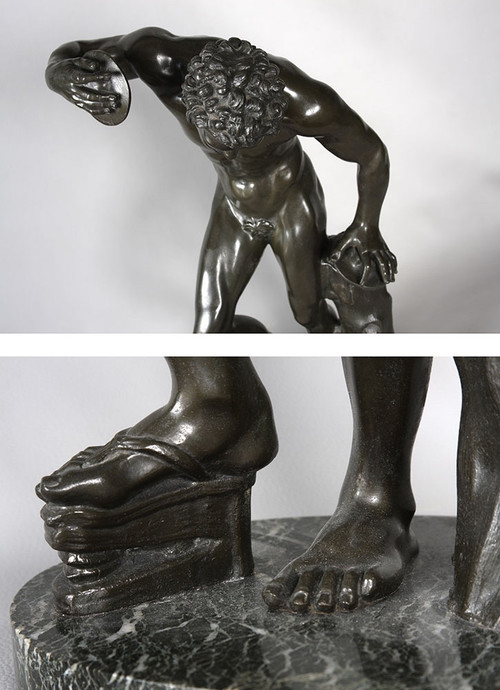 Bronze XIX ème, 57 cm, Faune aux cymbales, bronze à l’antique, École Française