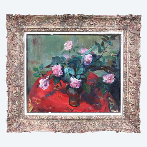 Bouquet de roses, signé Robert Francolin 1899/1974, Ecole Françaises