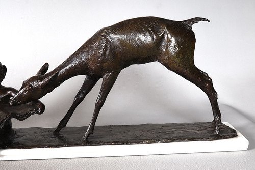 Bronze 1925, 94 cm, Ary BITTER, fondeur : SUSSE, Biches s’abreuvant