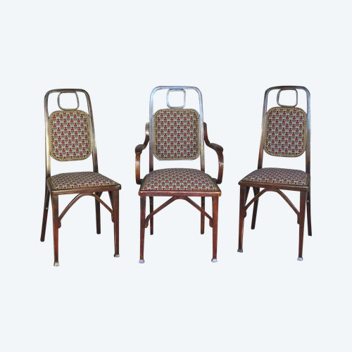 Secession Ensemble, Mundus 1910/1914, one armchair and two chairs, no Thonet