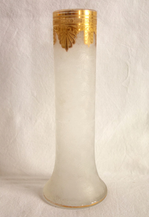 Saint Louis crystal soliflore vase, Nelly model gilded with fine gold - 20cm