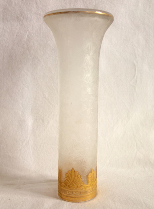 Saint Louis crystal soliflore vase, Nelly model gilded with fine gold - 20cm