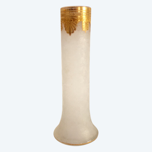 Saint Louis crystal soliflore vase, Nelly model gilded with fine gold - 20cm