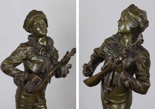 Bronze, Ende des 19. Jahrhunderts, 37 cm, signiert: A.J. LAVERGNE 1863/1928, Pierrot