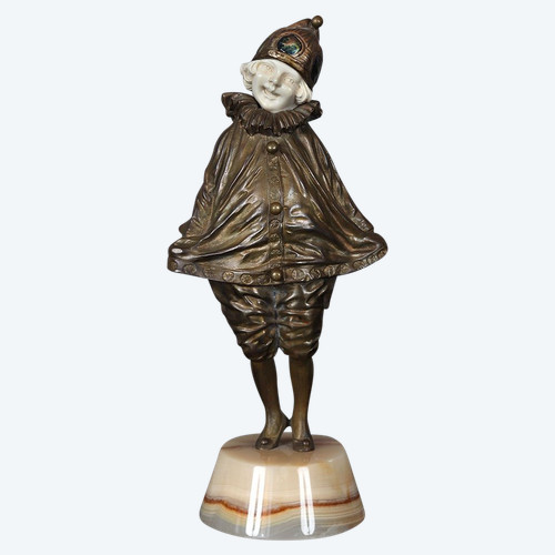 CHIPARUS (1886-1947), 22 cm, Chryséléphantine, signé, femme en Pierrot