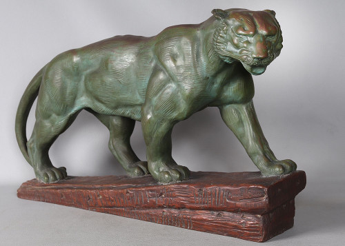 Terre cuite, 75 cm, Marcel BOURAINE 1886/1948, Tigre