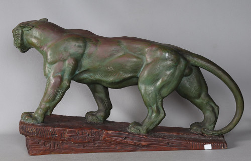 Terre cuite, 75 cm, Marcel BOURAINE 1886/1948, Tigre