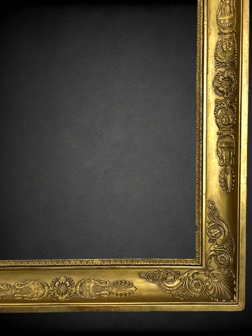 19TH CENTURY EMPIRE STYLE FRAME IN WOOD / GOLD STUCCO FOR PAINTING 53 CM X 42 CM