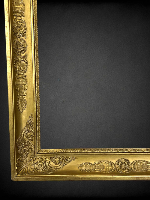 19TH CENTURY EMPIRE STYLE FRAME IN WOOD / GOLD STUCCO FOR PAINTING 53 CM X 42 CM