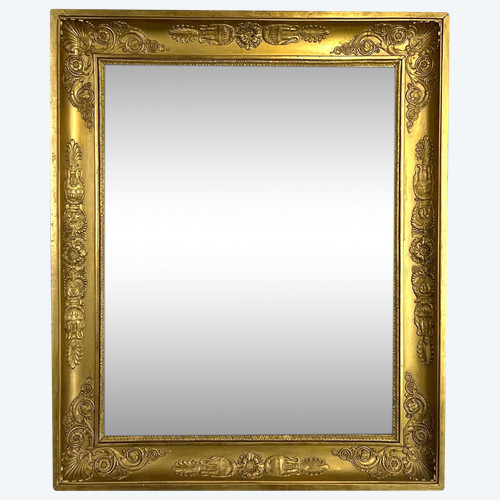 19TH CENTURY EMPIRE STYLE FRAME IN WOOD / GOLD STUCCO FOR PAINTING 53 CM X 42 CM