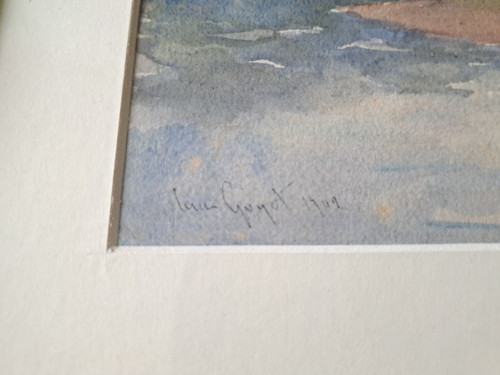 Guyot, Ufer der Loire, Roanne, Aquarell, Anfang des 20. Jahrhunderts. 