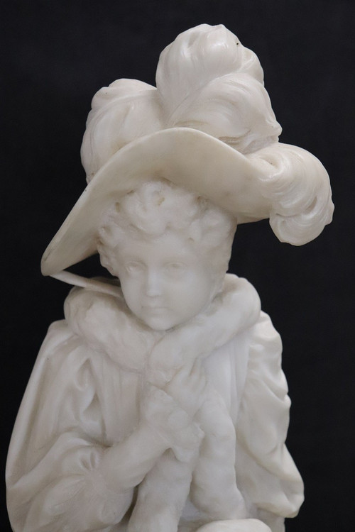 Antique Sculpture, Late 19th Century, White Carrara Marble