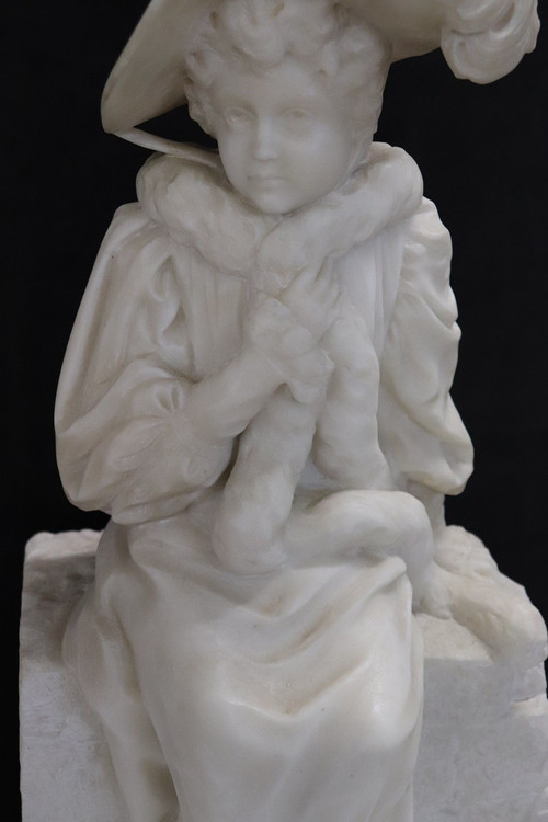 Antique Sculpture, Late 19th Century, White Carrara Marble