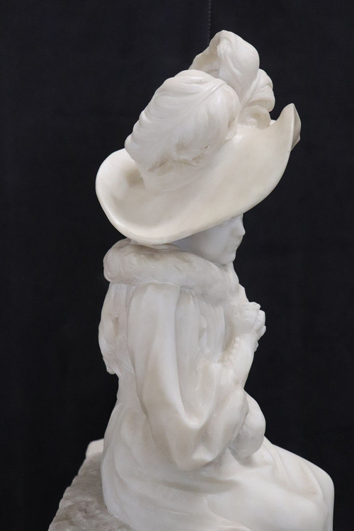 Antique Sculpture, Late 19th Century, White Carrara Marble