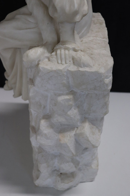 Antique Sculpture, Late 19th Century, White Carrara Marble