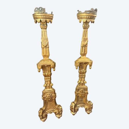 PAIR OF GILT WOOD CANDLE PICKS 17TH CENTURY