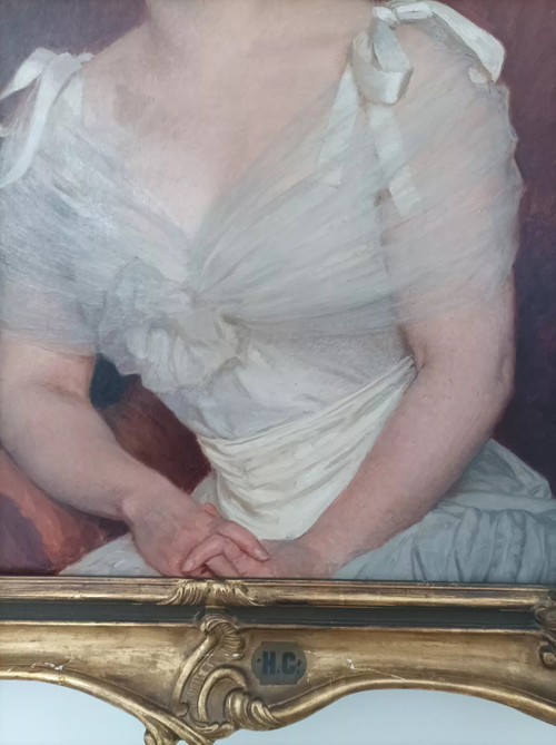 Léon Glaize (1842-1931) Grand tableau Huile sur toile Portrait de femme 1902