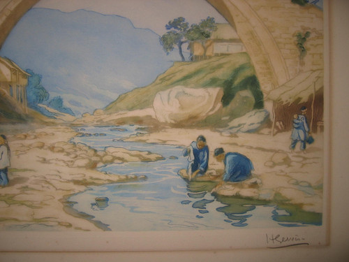 Lithographie Henri Gervèse 1880-1959 vue du célèbre pont 