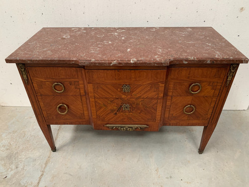 Commode Louis XVI en marqueterie de bois de placage XX siècle