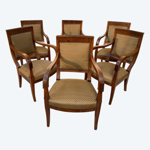 Set of six 19th century mahogany Restoration armchairs