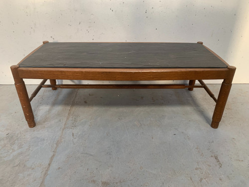 20th century oak coffee table with slate top