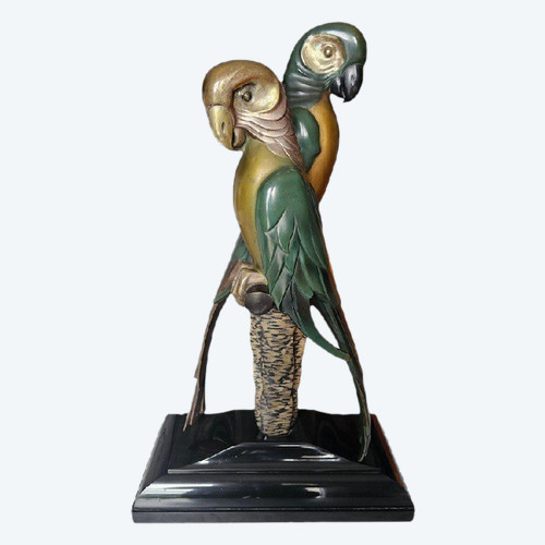 Alexandre Kelety Important Art Deco Bronze "Parrots"