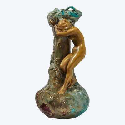 Ernest Bussière, Vase with Nymph, Art Nouveau