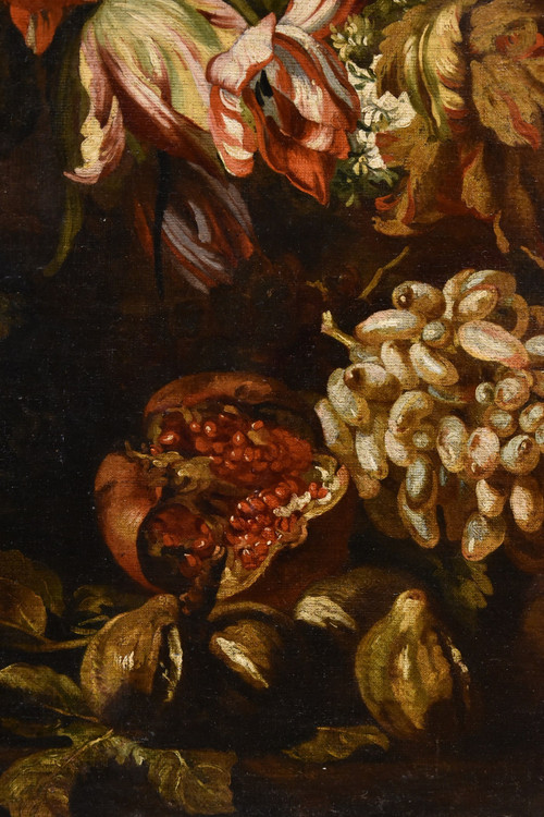 Aniello Ascione (Naples, C. 1680 - 1708), Nature Morte Avec Feston De Fleurs