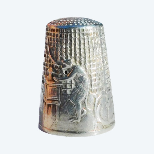 Sterling Silver Thimble Fable "Le Singe Qui Montre La Lanterne" Sewing Kit