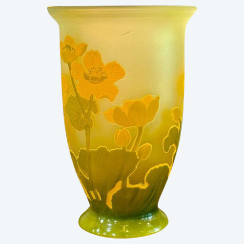 Vaso Emile Gallé Art Nouveau "Renoncules des Prés