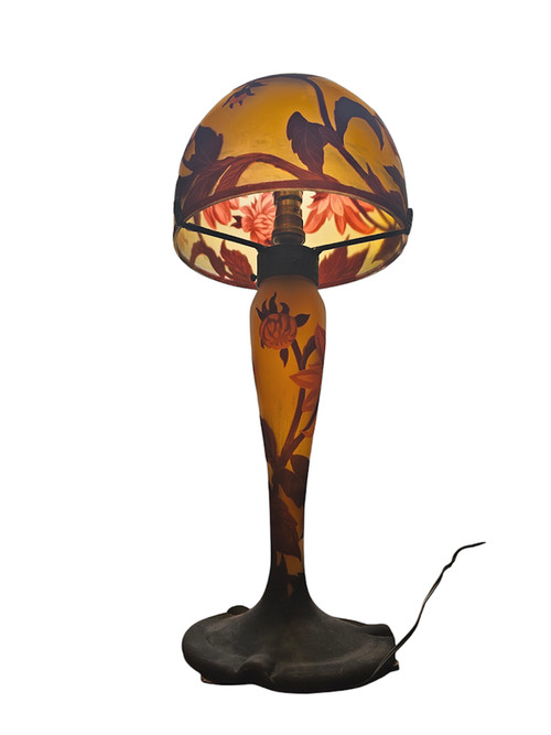 Muller Frères Lunéville "Dahlias" Mushroom Lamp