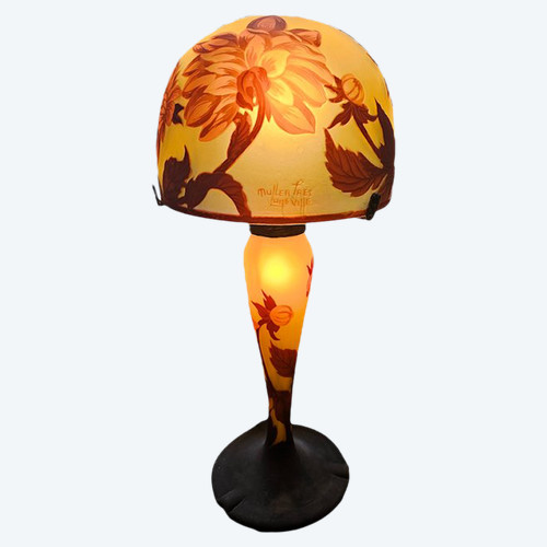 Muller Frères Lunéville "Dahlias" Mushroom Lamp