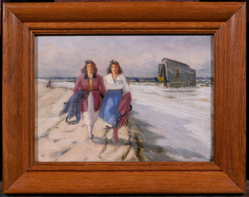 Aage WANG 1879-1959 Deux femmes sur la plage, tableau, vers 1920-30