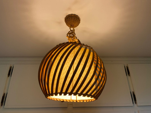 Rattan hanging lamp from the 1950s.