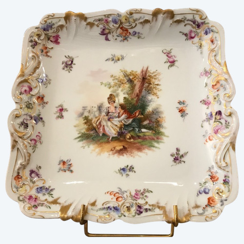 Plat à gâteaux en porcelaine anglaise d'époque 19 ème de la marque "Derby"