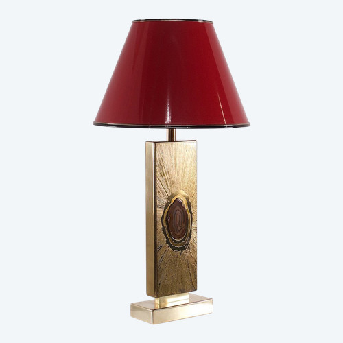 Lampe aus Messing und Achat von Georges Mathias für De Gandt.