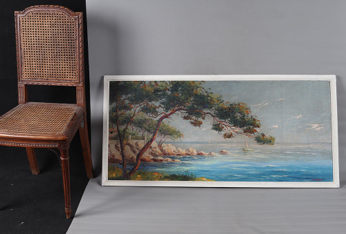 Côte d'Azur, 120 cm, signiert: Raoul About , um 1950, Provence, Marine