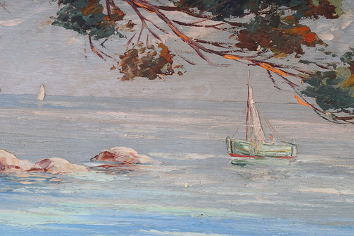 Côte d'Azur, 120 cm, signiert: Raoul About , um 1950, Provence, Marine