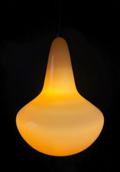 Hanging lamp in orange opaline from the 1960s