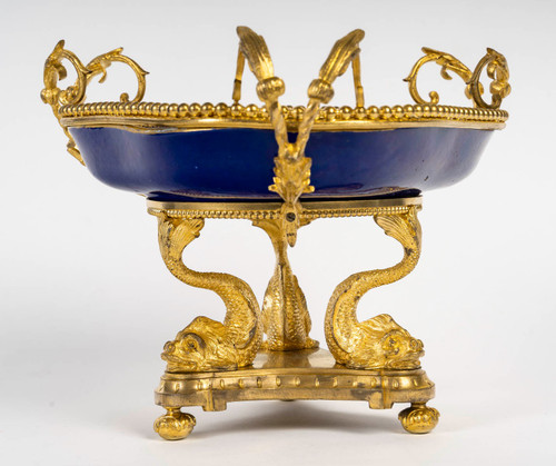 A Sévres porcelain bowl with beautiful gilt bronze ornamentation, late 19th century