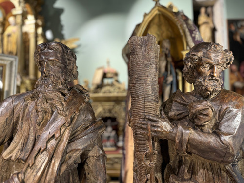 Important Pair Of Saint Peter And Saint Paul Sculptures - 17th century