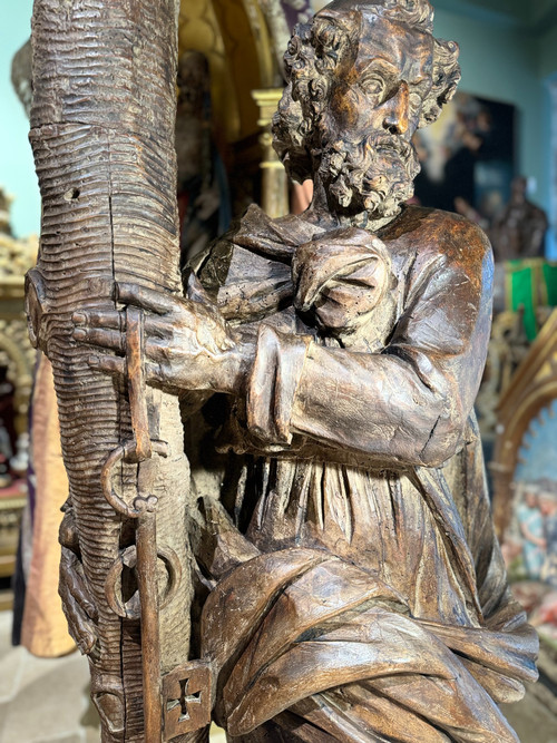 Important Pair Of Saint Peter And Saint Paul Sculptures - 17th century