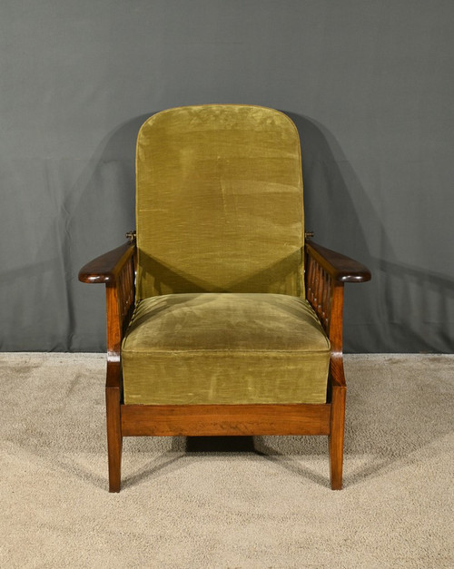 Fauteuil Morris en Hêtre, Art & Craft, Angleterre – 1920