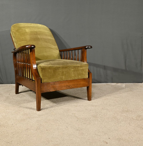 Fauteuil Morris en Hêtre, Art & Craft, Angleterre – 1920