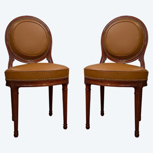 Pair Of Louis XVI Style Medallion Chairs Circa 1800