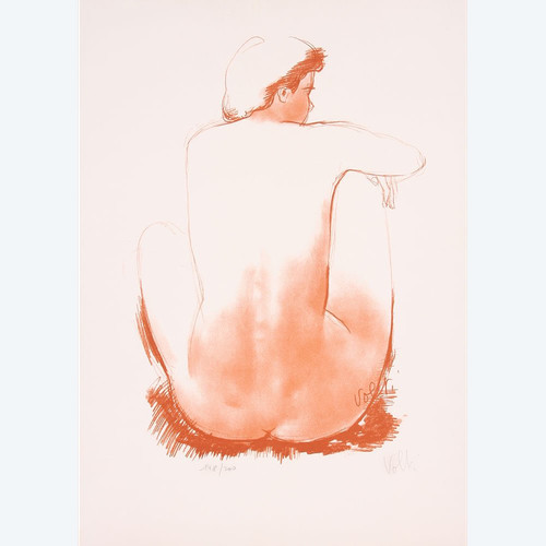 VOLTI lithograph, signed in pencil by the artist and no. 148 / 200, female nude.