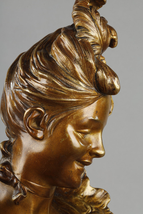 BUST OF A YOUNG BELLE-ÉPOQUE WOMAN BY VICTOR LÉOPOLD BRUYNEEL