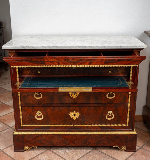 Antique French Charles X chest of drawers, 19th century.