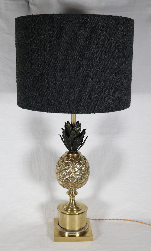 Pair of gilded bronze pineapple lamps from the '70s